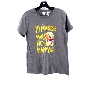 NWT Women's Gray Havanese Dog Puppy Graphic Tee T Shirt Top Size Small